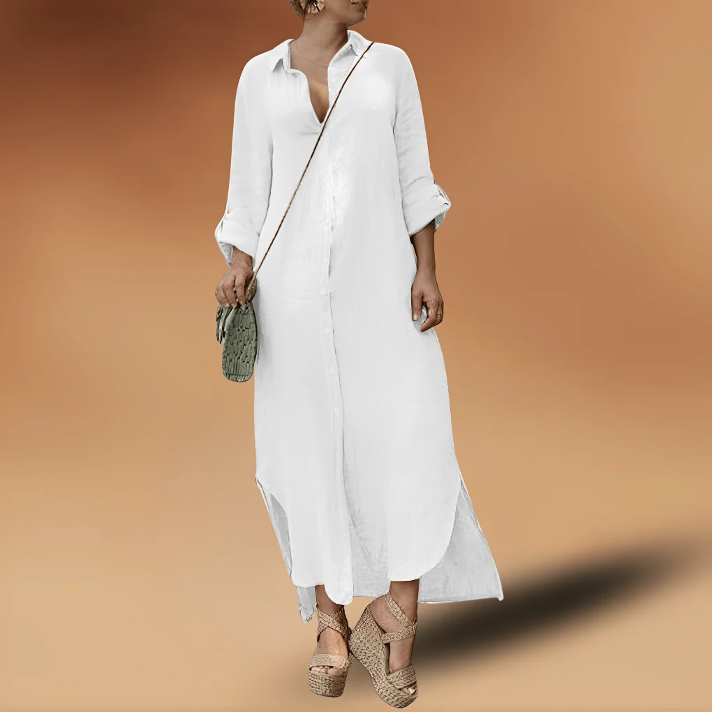 Elegant lang linned kjole - Billede 3