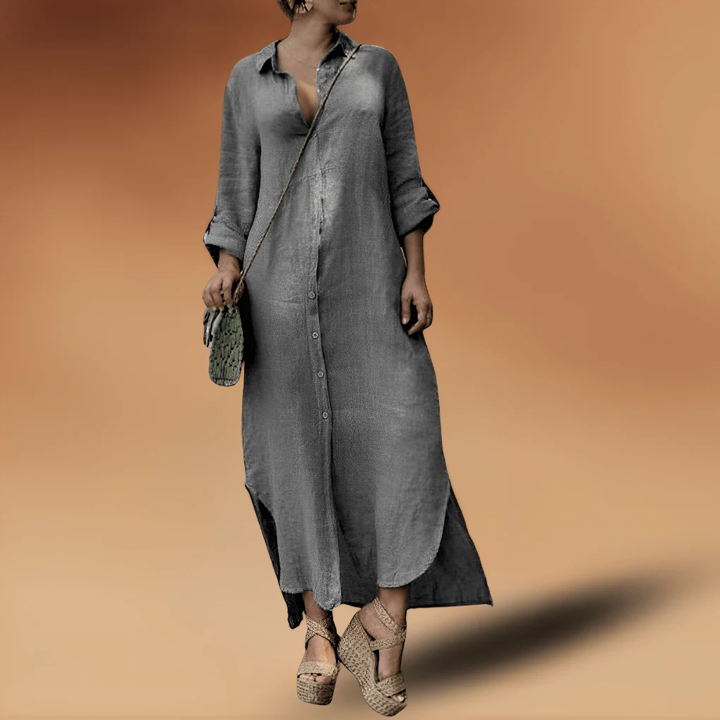 Elegant lang linned kjole - Billede 2
