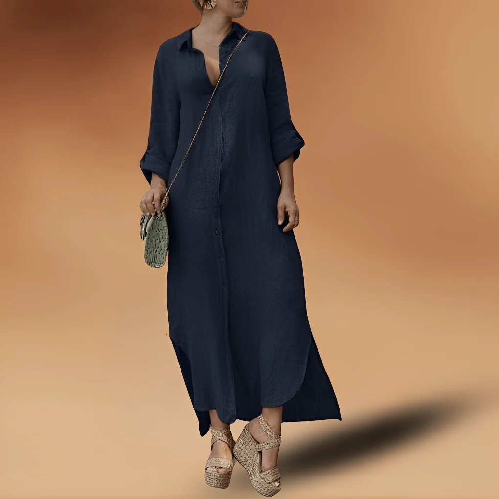 Elegant lang linned kjole - Billede 4